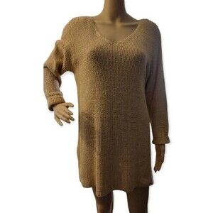 Jeanne Pierre Long  Sweater Silk Blend Cuffed Sleeves Size S Yellow